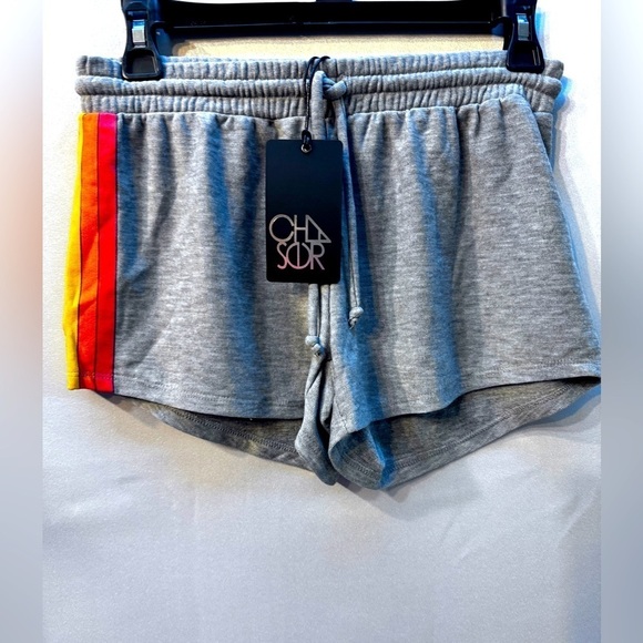 Chaser Pants - Chaser lounge knit shorts size small. NWT- gray with rainbow stripes on sides